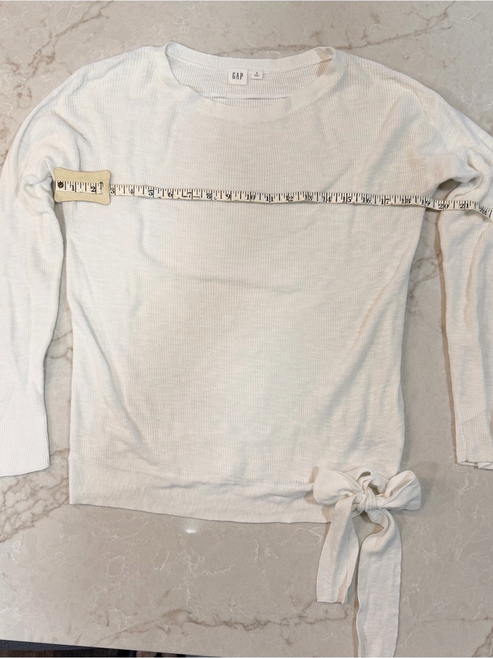 GAP Women's White Long-Sleeve Sweater With Tie at Waist